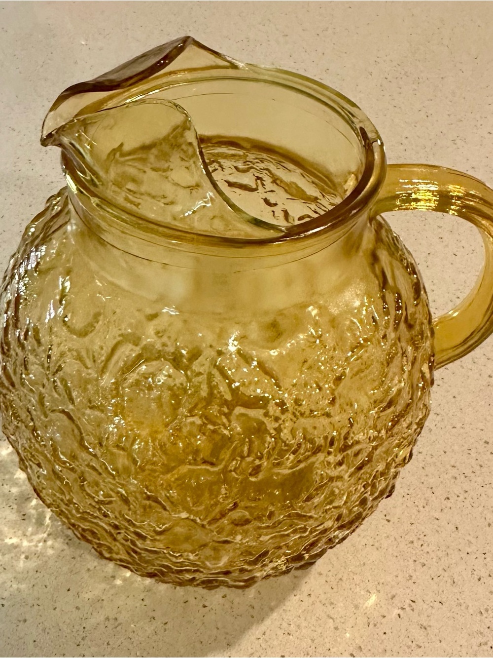 Anchor Hocking Amber Textured Glass Pitcher